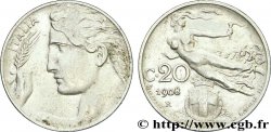 ITALY 20 Centesimi Italie / allégorie de la Liberté 1908 Rome - R