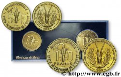 ÉTATS DE L AFRIQUE DE L OUEST (BCEAO) Boîte Essais 5 Francs 1960 + 25 Francs 1959 masque / antilope 1959-1960
