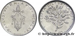 VATICAN ET ÉTATS PONTIFICAUX 50 Lire armes au nom de Paul VI an VIII / rameau d’olivier 1970 Rome SUP