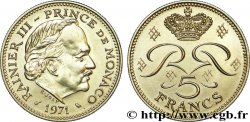 MONACO 5 Francs Rainier III / monogramme couronné 1971 Paris
