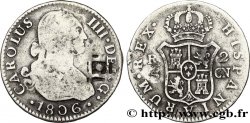 KUBA 2 Reales Charles IIII / armes couronnée de Castille et Léon CN contremarqué en 1841 pour la circulation à Cuba 1806 Séville