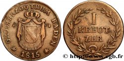 ALEMANIA - BADEN 1 Kreuzer Grand-Duché de Bade manteau d’armes couronné 1815 Mannheim