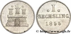 ALLEMAGNE - VILLE LIBRE DE HAMBOURG 1 Sechsling Ville de Hambourg emblème 1855