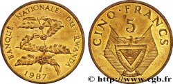 RUANDA 5 Francs emblème / caféier 1987