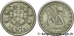 PORTUGAL 2 1/2 Escudos emblème / voilier 1963