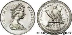 ÎLE DE MAN 1 Crown 25e anniversaire du couronnement : Elisabeth II / deux faucons 1978