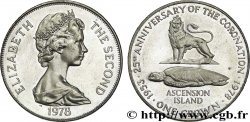 ASCENSION 1 Crown 25e anniversaire du couronnement : Elizabeth II / lion anglais et tortue marine 1978