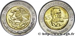 MEXICO 5 Pesos Centenaire de la Révolution : aigle / Andrés Molina Enríquez 2009 Mexico