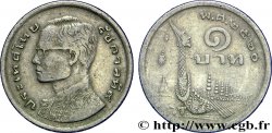 THAILANDIA 1 Baht roi Bhumipol Adulyadej Rama IX / procession de la barge royale BE 2520 1977