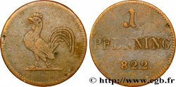ALLEMAGNE - VILLE LIBRE DE FRANCFORT 1 Judenpfenning Francfort monnaie de nécessité au coq 1822 