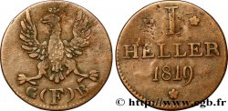 ALLEMAGNE - VILLE LIBRE DE FRANCFORT 1 Heller aigle - ville libre de Francfort 1819 Francfort TB+