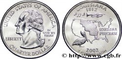 ÉTATS-UNIS D AMÉRIQUE 1/4 Dollar Louisiane : trompette, pélican et limite du territoire de la Louisiane en 1803 2002 Denver