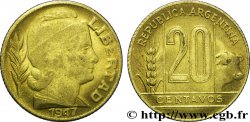 ARGENTINA 20 Centavos épi et boeuf / Liberté au bonnet 1947