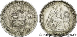 PERU 1 Sol emblème / “Liberté” assise 1869