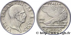 ITALIEN 50 Centesimi Victor Emmanuel III an XVIII / aigle sur faisceau 1939 Rome - R