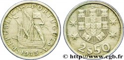 PORTUGAL 2 1/2 Escudos emblème / voilier 1975
