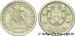 PORTUGAL 2 1/2 Escudos emblème / voilier 1976
