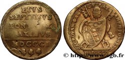 VATICAN ET ÉTATS PONTIFICAUX 1 Baiocco armes du vatican frappé au nom de Pie VII an I 1801 Rome