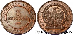 ITALIA - REPÚBLICA ROMANA 3 Baiocchi République Romaine aigle sur faisceaux type au “3” trapu 1849 Rome - R