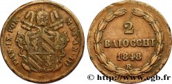 VATICAN AND PAPAL STATES 2 Baiocchi frappe au nom de Pie IX an III 1848 Rome