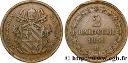 VATICAN AND PAPAL STATES 2 Baiocchi frappe au nom de Pie IX an V 1851 Rome
