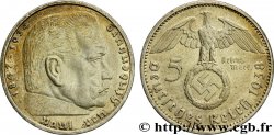 ALLEMAGNE 5 Reichsmark aigle surmontant une swastika / Maréchal Paul von Hindenburg 1938 Berlin