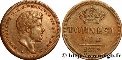 ITALIA - REGNO DELLE DUE SICILIE 2 Tornesi Royaume des Deux-Siciles, Ferdinand II / couronne étoile à 6 pointes 1852 Naples