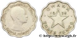 GHANA 3 Pence Kwame Nkrumah / étoile 1958  TB+