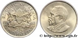 KENYA 25 Cents emblème / Mzee Jomo Kenyatta 1967