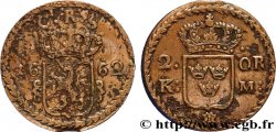 SUECIA 2 Ore écu couronné frappe au nom du roi Charles IX de Suède 1662 Avesta