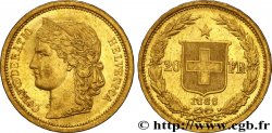 SUIZA 20 Francs or buste diadémé d Helvetia / croix suisse 1886 Berne - B
