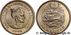 DENMARK 10 Kroner reine Margrethe II / 3 lions couronnés 2006 Copenhague