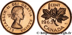 CANADA 1 Cent Elisabeth II / feuilles d’érable 1963