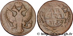 RUSIA 1 Denga (1/2 Kopeck) aigle bicéphale 1752 Moscou ou Ekaterinbourg