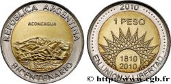 ARGENTINE 1 Peso bicentenaire de la Révolution de Mai : Aconcagua / symbole du Bicentenaire 2010 