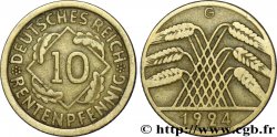 GERMANY 10 Rentenpfennig gerbe de blé 1924 Karlsruhe - G