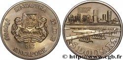 SINGAPUR 5 Dollars pont Benjamin Sheares : emblème / vue du pont 1982