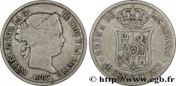 ESPAGNE 40 Centimos Isabelle II / écu couronné 1867 Madrid
