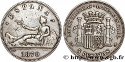 SPAIN 5 Pesetas “ESPAÑA” allongée (1870) 1870 Madrid
