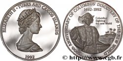 TURKS E CAICOS 20 Crowns BE (Proof) 500e anniversaire de la découverte de l’Amérique : Elisabeth II / Christophe Colomb 1992