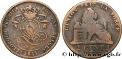 BÉLGICA 2 Centimes lion monogramme de Léopold Ier 1844 