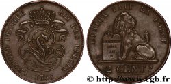 BELGIUM 2 Centimes lion monogramme de Léopold Ier 1863  XF
