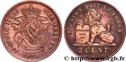 BELGIUM 2 Centimes lion monogramme de Léopold II légende française 1902