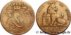 BÉLGICA 5 Centimes monogramme de Léopold Ier / lion 1837 
