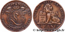 BÉLGICA 5 Centimes monograme de Léopold couronné / lion 1856 