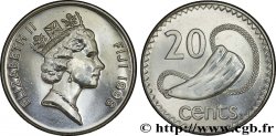FIDSCHIINSELN 20 Cents Elisabeth II / Tabua (dent de cachalot polie) 1998  fST