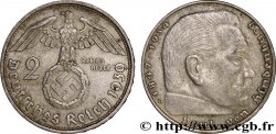 GERMANY 2 Reichsmark aigle surmontant une swastika / Maréchal Paul von Hindenburg 1939 Munich - D