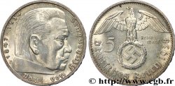 GERMANY 5 Reichsmark aigle surmontant une swastika / Maréchal Paul von Hindenburg 1938 Stuttgart - F