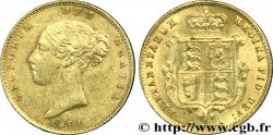 REGNO UNITO 1/2 Souverain Victoria buste jeune / blason type avec coin numéroté : coin n°62 1871 Londres