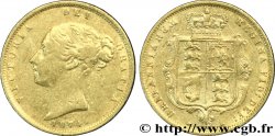ROYAUME-UNI 1/2 Souverain Victoria buste jeune / blason type avec coin numéroté : coin n°62 1874 Londres